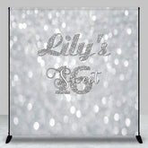 Lofaris Bokeh Silver Custom Name Sweet 16 Birthday Backdrop
